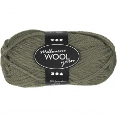 Melbourne Wool Yarn, L 92 M, Dunkelgrün, 50 g/ 1 Knäuel