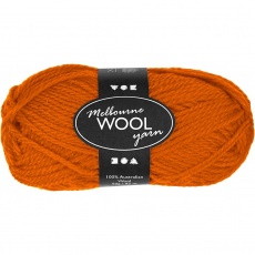 Melbourne Wool Yarn, L 92 M, Orange, 50 g/ 1 Knäuel