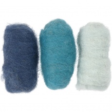 Wolle Kardiert, Harmonie in Blau, 3x10 g/ 1 Pck