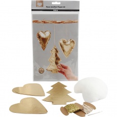 Weihnachts-Bastelset Lederpapier, Gold, 1 Set