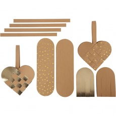 Herzen aus Kunstlederpapier, Dicke 0,55 mm, Gold, 1 Set