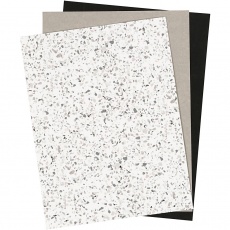 Kunstlederpapier, Blatt 21x27,5+21x28,5+21x29,5 cm, Dicke 0,55 mm, Einfarbig,Foliedetails,Bedruckt, 3 Bl./ 1 Pck