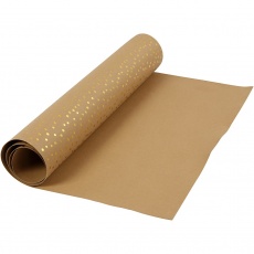 Kunstlederpapier, B 50 cm, Einfarbig,Foliedetails, 350 g, Hellbraun, Gold, 1 m/ 1 Rolle