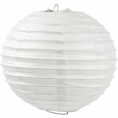 Reispapier-Lampe/-Lampion, Rund, D 20 cm, Weiß, 1 Stk