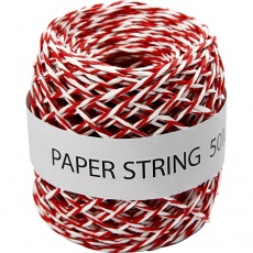 Papierkordel, Dicke 1 mm, Rot/Weiß, 50 m/ 1 Rolle