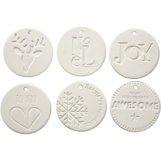Medaillons zum Aufhängen, Größe 7x7 cm, Dicke 0,6 cm, Weiß, 24 Stk/ 1 Pck