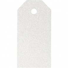 Geschenkanhänger, Größe 5x10 cm, Glitter, 300 g, Weiß, 15 Stk/ 1 Pck