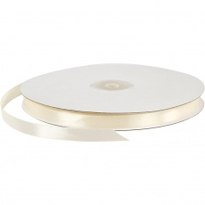 Satinband, B 10 mm, Naturweiß, 100 m/ 1 Rolle