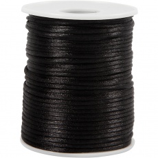 Satinband, Dicke 2 mm, Schwarz, 50 m/ 1 Rolle