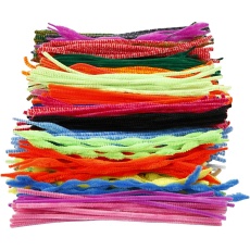 Chenilledraht, L 30 cm, Dicke 6-15 mm, Sortierte Farben, 500 sort./ 1 Pck