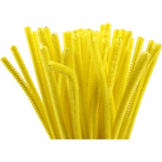 Chenilledraht, L 30 cm, Dicke 6 mm, Gelb, 50 Stk/ 1 Pck