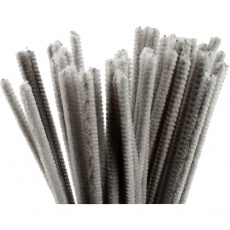 Chenilledraht, L 30 cm, Dicke 6 mm, Grau, 50 Stk/ 1 Pck