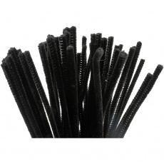 Chenilledraht, L 30 cm, Dicke 6 mm, Schwarz, 50 Stk/ 1 Pck