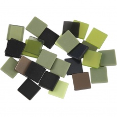 Mini-Mosaik, Größe 10x10 mm, Dicke 2 mm, Grün mit Glitter, 25 g/ 1 Pck