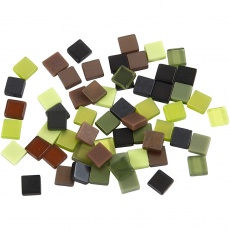 Mini-Mosaik, Größe 5x5 mm, Dicke 2 mm, Grün mit Glitter, 25 g/ 1 Pck