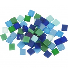 Mini-Mosaik, Größe 5x5 mm, Dicke 2 mm, Harmonie in Blau-Grün, 25 g/ 1 Pck