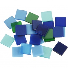 Mini-Mosaik, Größe 10x10 mm, Dicke 2 mm, Harmonie in Blau-Grün, 25 g/ 1 Pck