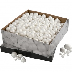 Styropor-Kugeln und -Eier, Größe 1,5-6,1 cm, Weiß, 550 Stk/ 1 Pck