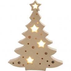 Leuchtende Pappmaché-Figur, Weihnachtsbaum, H 27 cm, T 4 cm, B 21,5 cm, 1 Stk