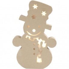 Leuchtende Pappmaché-Figur, Schneemann, H 27 cm, T 4 cm, B 17,5 cm, 1 Stk