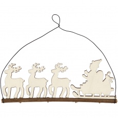 Weihnachtsschmuck, Schlitten mit Rentieren, H 8 cm, T 0,5 cm, B 22 cm, 1 Stk