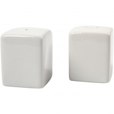 Salz- und Pfefferstreuer, H 6 cm, Größe 5x5 cm, Glänzend, Weiß, 6 Set/ 1 Pck