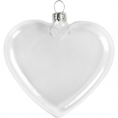 Glasherz, H 9 cm, B 7.8 cm, Dicke 2,1 cm, 6 Stk/ 1 Pck