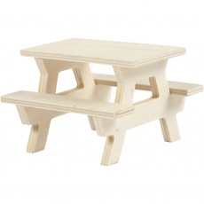 Picknick-Tisch mit Bank, H 5,5 cm, L 8 cm, B 8 cm, 1 Stk