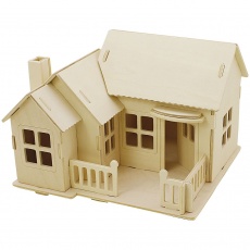3D-Figuren zum Zusammensetzen, Haus mit Terrasse, Größe 19x17,5x15, 1 Stk