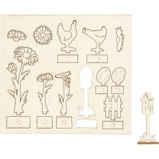 Zusammensteckbare Holzfiguren, L 15,5 cm, B 17 cm, Dicke 3 mm, 1 Pck