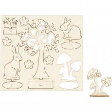 Zusammensteckbare Holzfiguren, L 15,5 cm, B 17 cm, Dicke 3 mm, 1 Pck