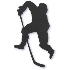 Stanzfigur aus Karton, Eishockey-Spieler, Größe 54x64 mm, Schwarz, 10 Stk/ 1 Pck