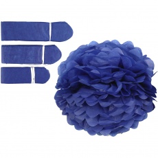 Seidenpapier-Pompons, D 20+24+30 cm, 16 g, Dunkelblau, 3 Stk/ 1 Pck