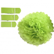 Seidenpapier-Pompons, D 20+24+30 cm, 16 g, Lindgrün, 3 Stk/ 1 Pck