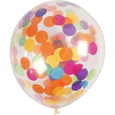Ballons mit Konfetti, rund, D 23 cm, Transparent, 4 Stk/ 1 Pck