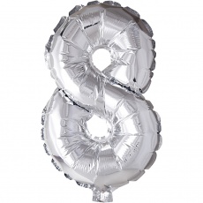Folienballon, 8, H 41 cm, Silber, 1 Stk
