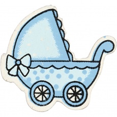 Kinderwagen, Größe 34x31 mm, Dicke 1,7 mm, Hellblau, 10 Stk/ 1 Pck