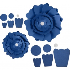 Papierblumen, D 15+25 cm, 230 g, Blau, 2 Stk/ 1 Pck