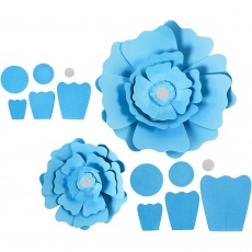 Papierblumen, D 15+25 cm, 230 g, Hellblau, 2 Stk/ 1 Pck