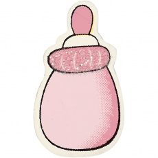 Milchflasche, Größe 22x37 mm, Dicke 1,7 mm, Glitter, Rosa, 10 Stk/ 1 Pck
