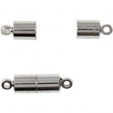 Magnetverschluss, L 15 mm, D 5 mm, Versilbert, 10 Stk/ 1 Pck