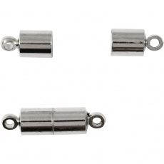 Magnetverschluss, L 17 mm, D 5 mm, Versilbert, 2 Stk/ 1 Pck