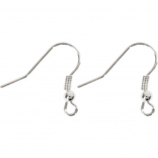 Ohrring-Haken, L 18 mm, Silber, 10 Stk/ 1 Pck