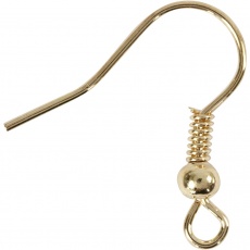 Ohrring-Haken, L 18 mm, Gold, 10 Stk/ 1 Pck