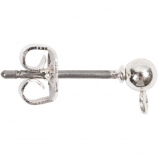 Ohrstecker-Stift, L 13 mm, D 3,8 mm, Lochgröße 0,8 mm, Versilbert, 10 Stk/ 1 Pck