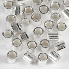 Quetschperlen, D 2 mm, Silber, 50 Stk/ 1 Pck