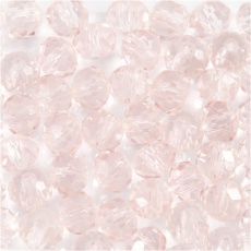Glasperlen, D 4 mm, Lochgröße 1 mm, Hellrosa, 45 Stk/ 1 Pck