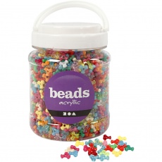 Kunststoffperlen-Mix, D 10 mm, Lochgröße 2 mm, Sortierte Farben, 385 g, 700 ml/ 1 Dose
