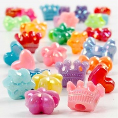 Kunststoffperlen-Mix Figuren, D 10 mm, Lochgröße 3 mm, 65 g, 125 ml/ 1 Pck