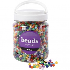 Pony-Perlen, D 6 mm, Lochgröße 3 mm, Sortierte Farben, 425 g, 700 ml/ 1 Dose